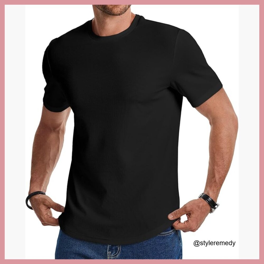 Polyester Elastane Stretch Ribbed T-Shirt Athleti… - image 1